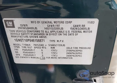 2004 Chevrolet Trailblazer Ext Lt z USA, uszkodzony, nr VIN 1GNET16P846156871